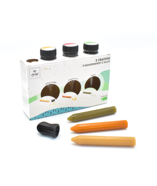 Coffret découverte 3 crayons BIO - Citron Confit + Basilic +
