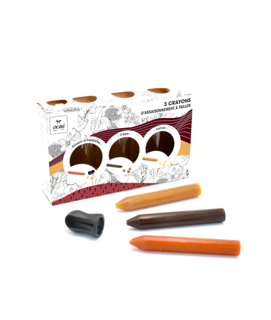 Coffret épicurien | 3 crayons: piment d'espelette (bio) + cèpe