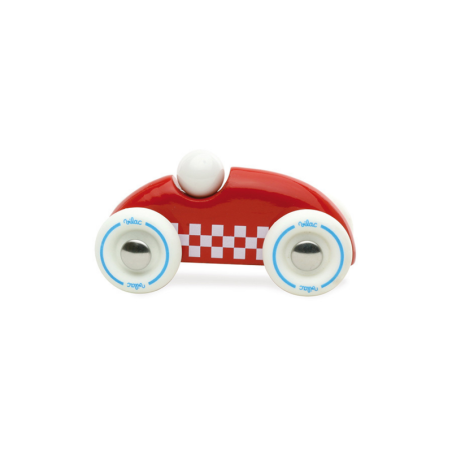 Mini voiture de rallye à damier rouge