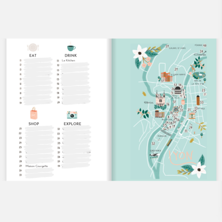 City guide éco-responsable Lyon + carte postale Slowing Out