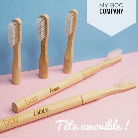 BROSSE A DENT BAMBOU ADULTE - TETE INTERCHANGEABLE