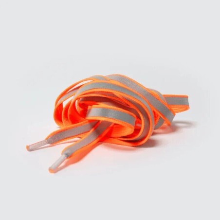 Lacets réfléchissants orange fluo - bande grise