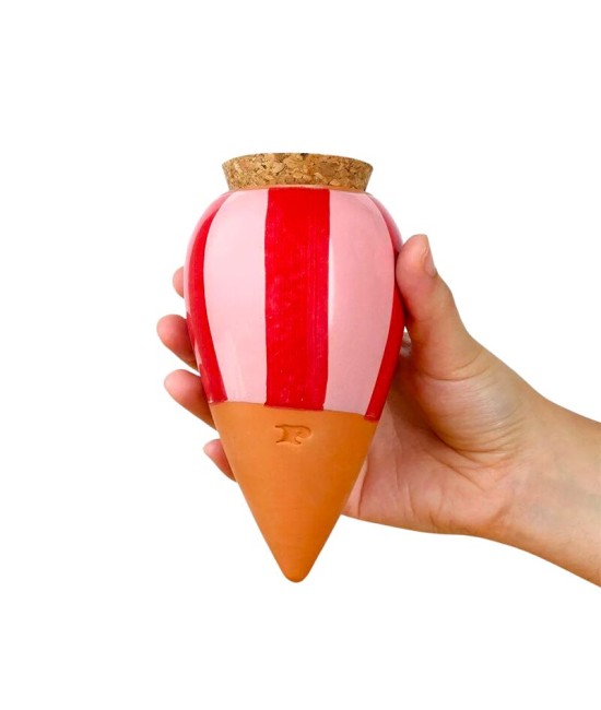 Olla hydratante rayé rose et rouge