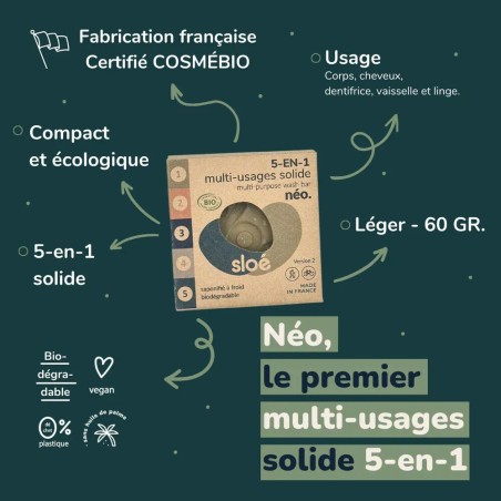 NÉO: Le premier multi-usages solide 5-en-1 (60gr.)